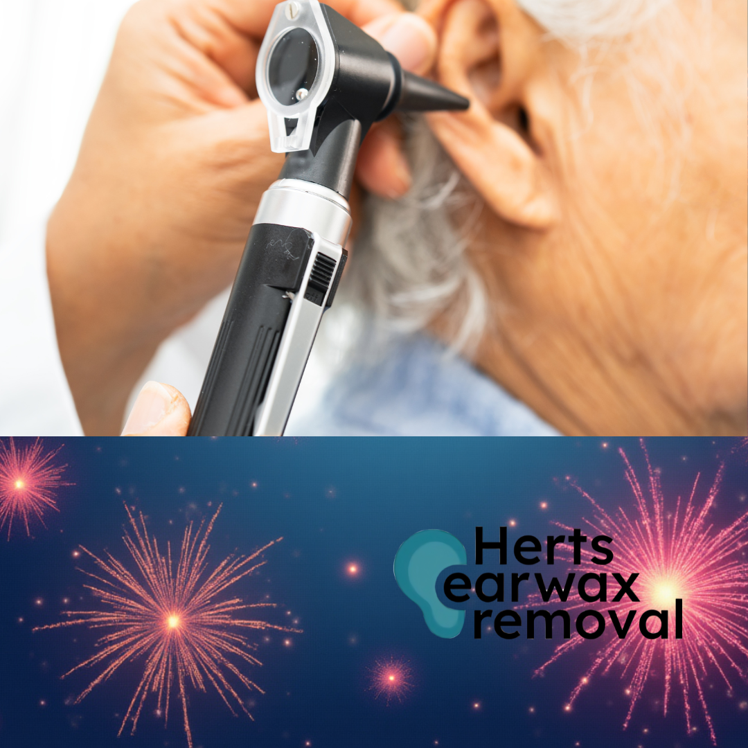 ๐ Protect Your Ears This Bonfire Night - The Hidden Link Between Fireworks and Earwax 1 Image of earwax removal over firework display on bonfire night